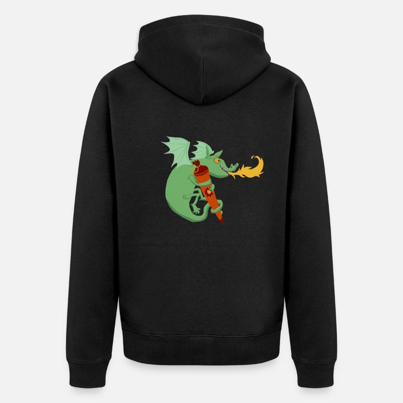 Dragon avec cône d’école - Veste à capuche bio Premium Unisexe - noir