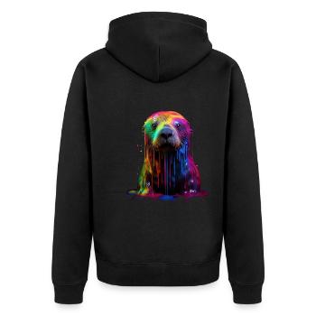 Rainbow Sea Otter - Unisex Premium Bio Zip Hoodie - Schwarz - Hinten - Nico (187cm)