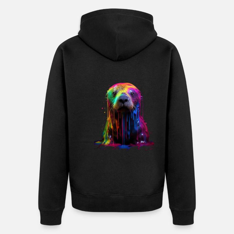 Loutre de mer arc-en-ciel - Veste à capuche bio Premium Unisexe - noir