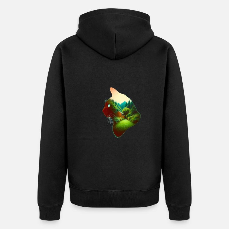 Nature in Cat Pattern - Unisex Premium Bio Zip Hoodie - Schwarz