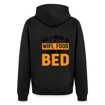 Tout ce dont j’ai besoin, c’est du Wifi, de la nourriture et de mon lit 10 - Veste à capuche bio Premium Unisexe - noir - Dos - Nico (187cm)