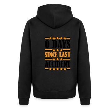 0 Days Since Last Accident 22 - Unisex Premium Bio Zip Hoodie - Schwarz - Hinten - Nico (187cm)
