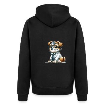 Cute Dog Doctor - Unisex Premium Bio Zip Hoodie - Schwarz - Hinten - Nico (187cm)