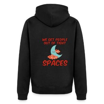 We Get People Out Of Tight Spaces 4 - Unisex Premium Organic Zip Hoodie - black - Back - Nico (187cm)