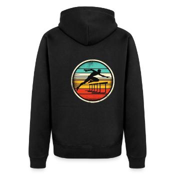 Hurdle Sprinter - Unisex Premium Organic Zip Hoodie - black - Back - Nico (187cm)
