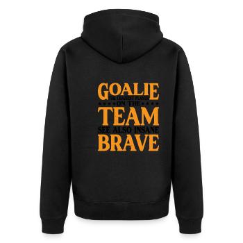 Goalie Gear Goalkeeper Definition 13 - Unisex Premium Bio Zip Hoodie - Schwarz - Hinten - Nico (187cm)