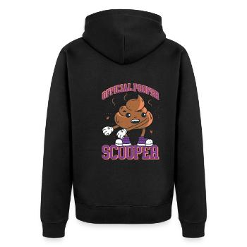 Official Pooper Scooper 59 - Unisex Premium Bio Zip Hoodie - Schwarz - Hinten - Nico (187cm)