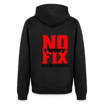 No, I Won't Fix Your Computer 20 - Unisex Premium Bio Zip Hoodie - Schwarz - Hinten - Nico (187cm)