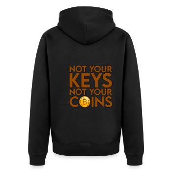 Not Your Keys Not Your Coins 4 - Unisex Premium Bio Zip Hoodie - Schwarz - Hinten - Nico (187cm)