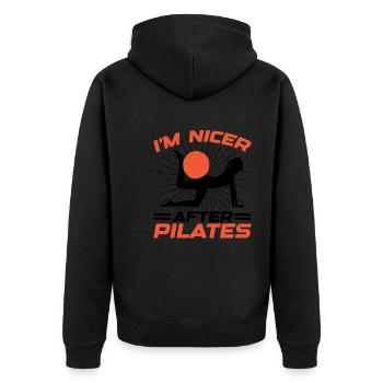 I'm Nicer After Pilates 2 - Unisex Premium Bio Zip Hoodie - Schwarz - Hinten - Nico (187cm)