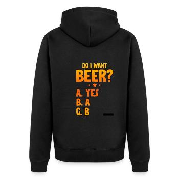Est-ce que je veux de la bière, A Oui 2 - Veste à capuche bio Premium Unisexe - noir - Dos - Nico (187cm)