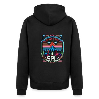 Go Ask Your Spl 7 - Unisex Premium Bio Zip Hoodie - Schwarz - Hinten - Nico (187cm)