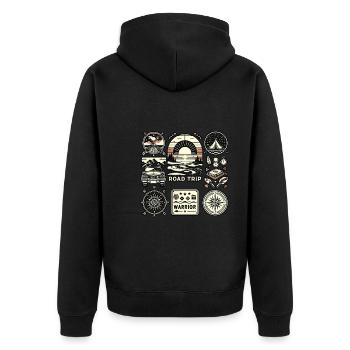 Road Trip Warrior 6 - Unisex Premium Bio Zip Hoodie - Schwarz - Hinten - Nico (187cm)