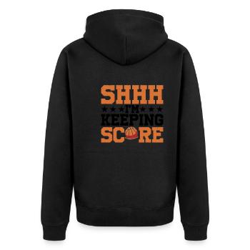 Shhh, I'm Keeping Score 22 - Unisex Premium Bio Zip Hoodie - Schwarz - Hinten - Nico (187cm)