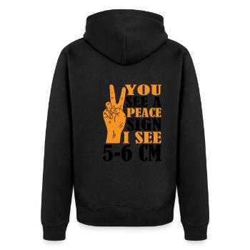 You See A Peace Sign, I See 5-6 Cm 3 - Unisex Premium Bio Zip Hoodie - Schwarz - Hinten - Nico (187cm)