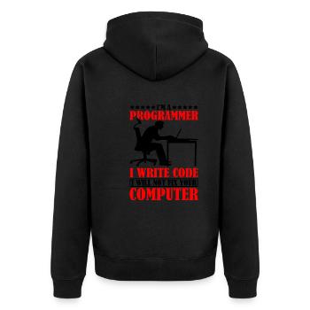 I'm A Programmer I Will Not Fix Your Computer - Unisex Premium Bio Zip Hoodie - Schwarz - Hinten - Nico (187cm)