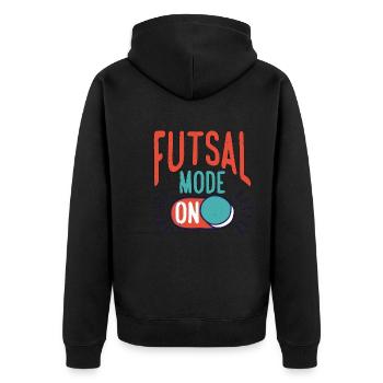 Futsal Mode On 14 - Unisex Premium Organic Zip Hoodie - black - Back - Nico (187cm)