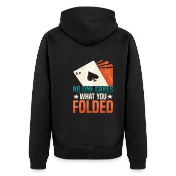 No One Cares What You Folded 3 - Unisex Premium Organic Zip Hoodie - black - Back - Nico (187cm)