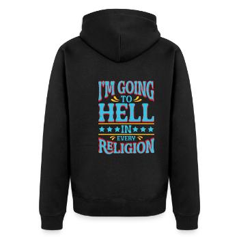 Je vais en enfer dans toutes les religions 4 - Veste à capuche bio Premium Unisexe - noir - Dos - Nico (187cm)