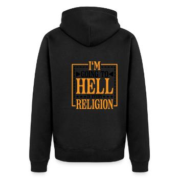 Je vais en enfer dans toutes les religions 6 - Veste à capuche bio Premium Unisexe - noir - Dos - Nico (187cm)