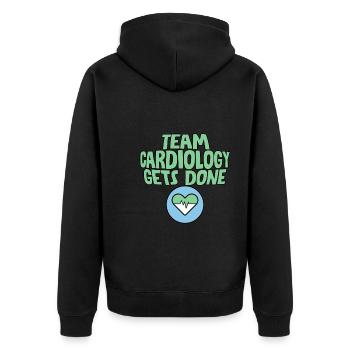 Team Cardiology Gets Done 4 - Unisex Premium Bio Zip Hoodie - Schwarz - Hinten - Nico (187cm)