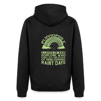 Pluviophile, A Lover Of Rain 6 - Unisex Premium Bio Zip Hoodie - Schwarz - Hinten - Nico (187cm)