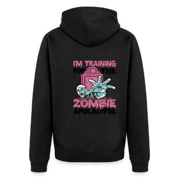 Je m’entraîne pour l’apocalypse zombie 13 - Veste à capuche bio Premium Unisexe - noir - Dos - Nico (187cm)