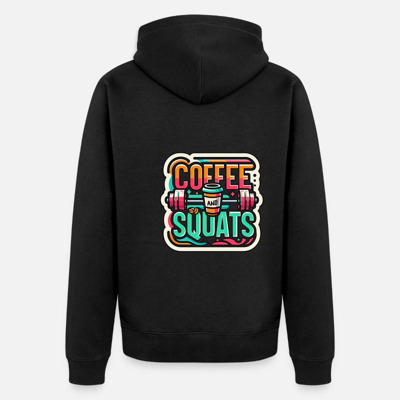 Coffee And Squats 8 - Unisex Premium Bio Zip Hoodie - Schwarz