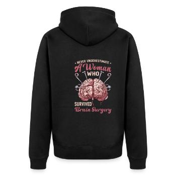 Never Underestimate A Woman Who Had Brain Surgery5 - Unisex Premium Bio Zip Hoodie - Schwarz - Hinten - Nico (187cm)