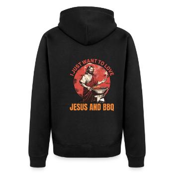 Je veux juste aimer Jésus et BBQ 5 - Veste à capuche bio Premium Unisexe - noir - Dos - Nico (187cm)