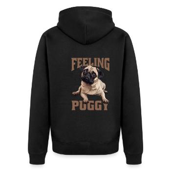 Feeling Puggy - Unisex Premium Organic Zip Hoodie - black - Back - Nico (187cm)