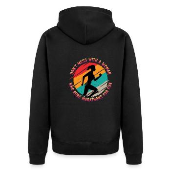 Don't Mess With A Woman Who Runs Marathons For Fun - Unisex Premium Organic Zip Hoodie - black - Back - Nico (187cm)
