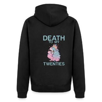 Death To My Twenties 2 - Unisex Premium Bio Zip Hoodie - Schwarz - Hinten - Nico (187cm)