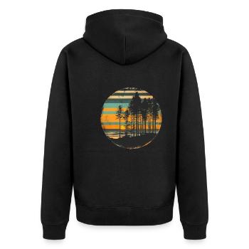 Coucher de soleil Forêt Nature En plein air Rétro Ambiance des années 80 - Veste à capuche bio Premium Unisexe - noir - Dos - Nico (187cm)