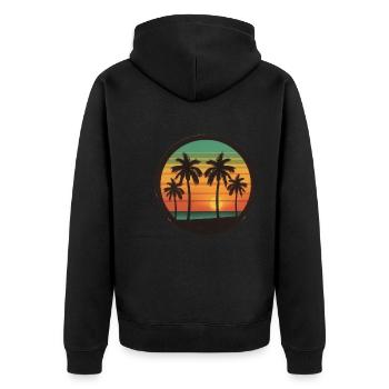 Sunset Palms Silhouette Rétro 80's Vintage Extérieur - Veste à capuche bio Premium Unisexe - noir - Dos - Nico (187cm)