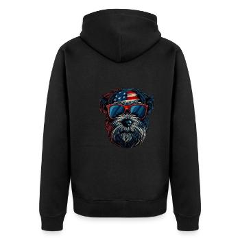 Havanese with American Sunglasses - Unisex Premium Organic Zip Hoodie - black - Back - Nico (187cm)