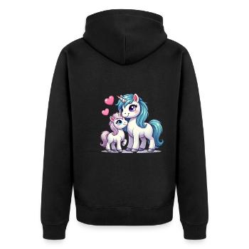 Loving Unicorn Parent with Child - Unisex Premium Organic Zip Hoodie - black - Back - Nico (187cm)