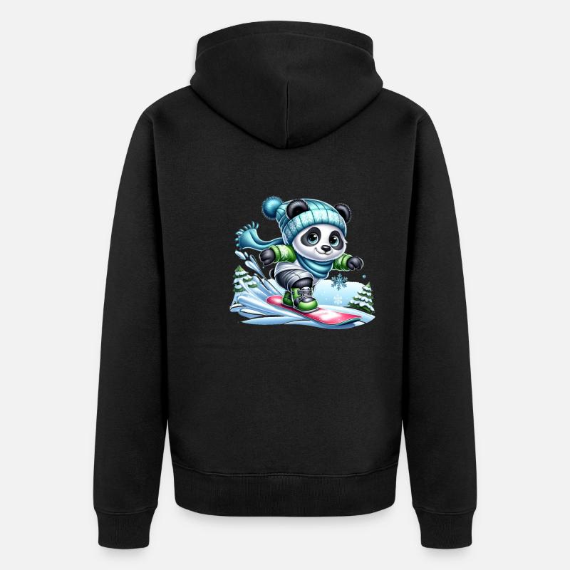 Mignon Snowboarder Panda - Veste à capuche bio Premium Unisexe - noir