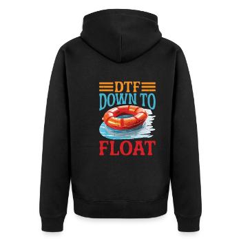 DTF Down To Float - Unisex Premium Bio Zip Hoodie - Schwarz - Hinten - Nico (187cm)