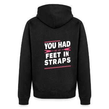 You Had Me At Feet In Straps 62 - Unisex Premium Bio Zip Hoodie - Schwarz - Hinten - Nico (187cm)