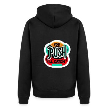 You Push I'll Catch 11 - Unisex Premium Organic Zip Hoodie - black - Back - Nico (187cm)
