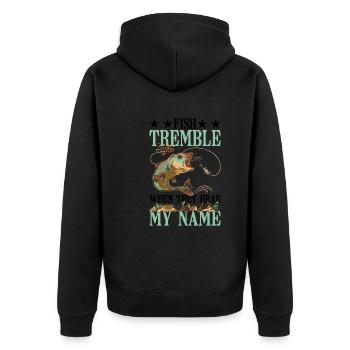Les poissons tremblent en entendant mon nom 13 - Veste à capuche bio Premium Unisexe - noir - Dos - Nico (187cm)