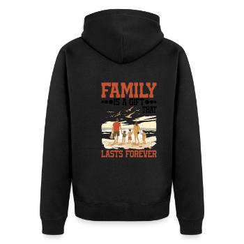 Family Is A Gift That Lasts Forever 5 --gift-- - Unisex Premium Bio Zip Hoodie - Schwarz - Hinten - Nico (187cm)