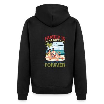 Family Is A Gift That Lasts Forever 6 --gift-- - Unisex Premium Bio Zip Hoodie - Schwarz - Hinten - Nico (187cm)