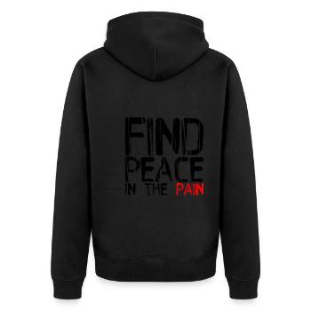 Find Peace In The Pain 4 - Unisex Premium Bio Zip Hoodie - Schwarz - Hinten - Nico (187cm)