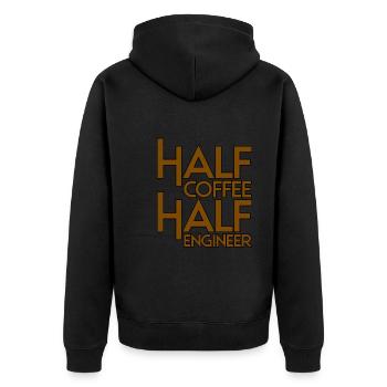 Half Coffee Half Engineer 3 - Unisex Premium Organic Zip Hoodie - black - Back - Nico (187cm)