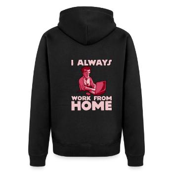 I Always Work From Home 2 - Unisex Premium Bio Zip Hoodie - Schwarz - Hinten - Nico (187cm)