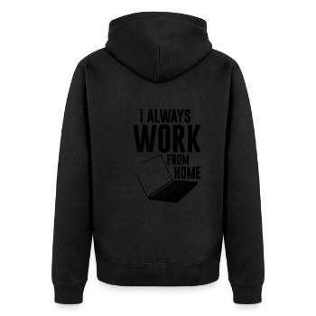 I Always Work From Home 4 - Unisex Premium Bio Zip Hoodie - Schwarz - Hinten - Nico (187cm)