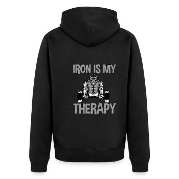 Iron Is My Therapy 2 - Unisex Premium Organic Zip Hoodie - black - Back - Nico (187cm)