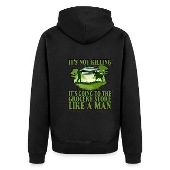 It's Going To The Grocery Store Like A Man 2 - Unisex Premium Bio Zip Hoodie - Schwarz - Hinten - Nico (187cm)
